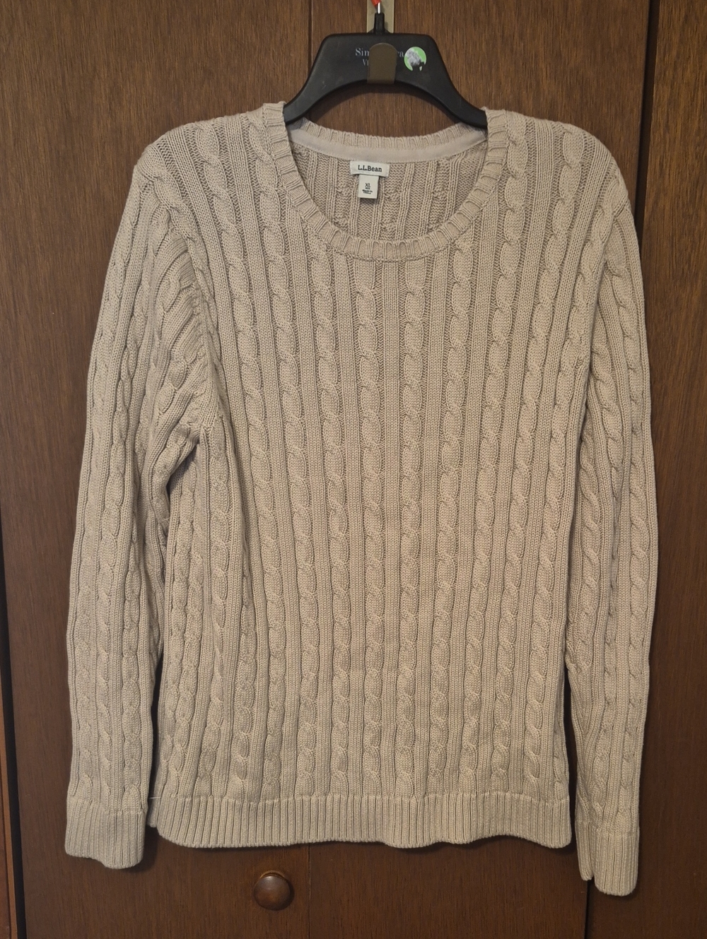 L.L. Bean Women's Cable-Knit Crewneck Sweater - Taupe Beige SZ XL